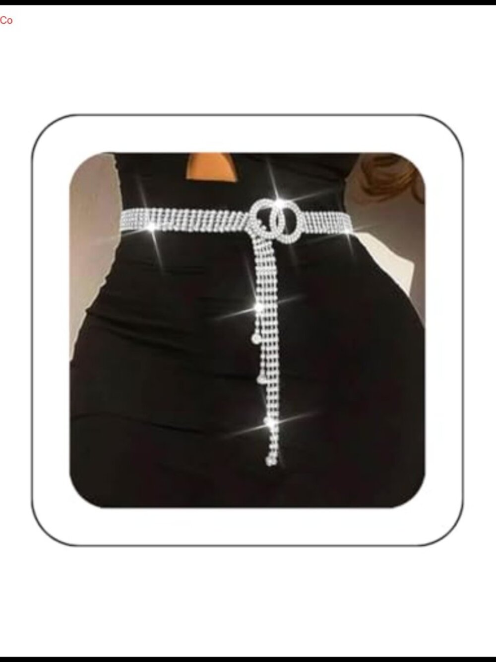 Rhinestone Chain Belt Sparkly O-Ring Waist Chain for Dresses